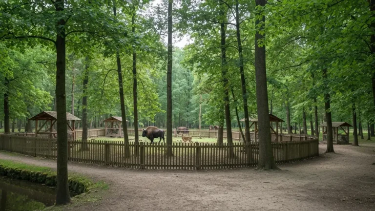 Akcent ZOO w Białymstoku - wybieg zwierząt w zieleni Lasu Zwierzynieckiego