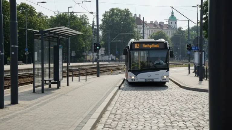 Autobus miejski przy dworcu w Bialymstoku w drodze do centrum i Palacu Branickich
