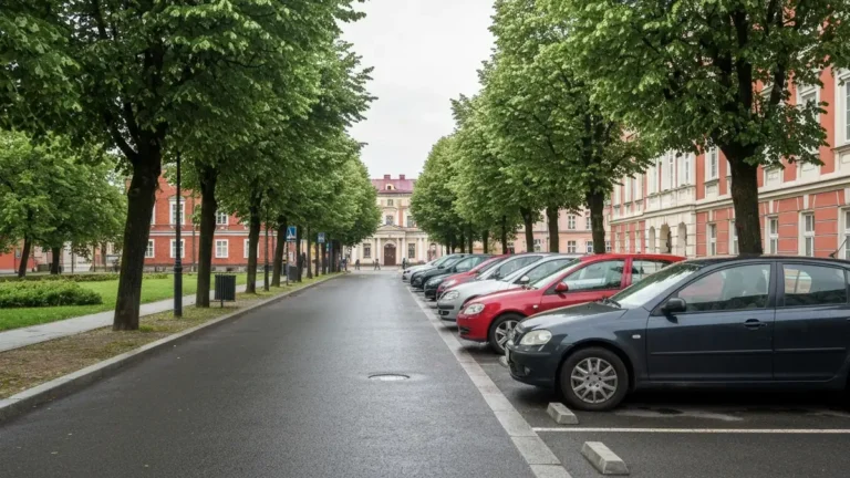 Bezpłatny parking przy zielonej ulicy w centrum Białegostoku