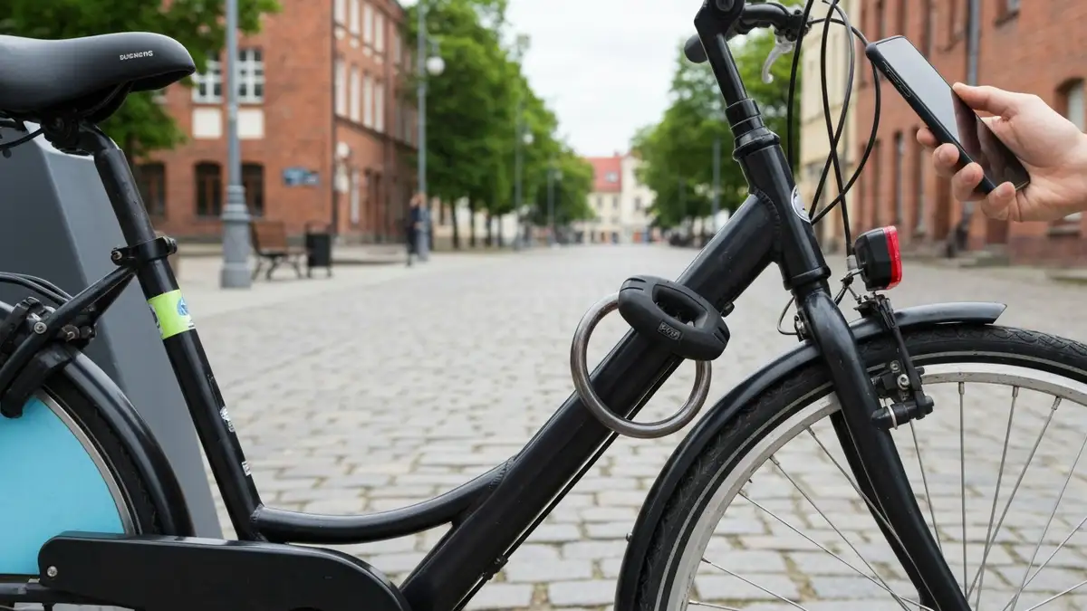 Zablokowany rower BiKeR przy stacji w centrum Białegostoku