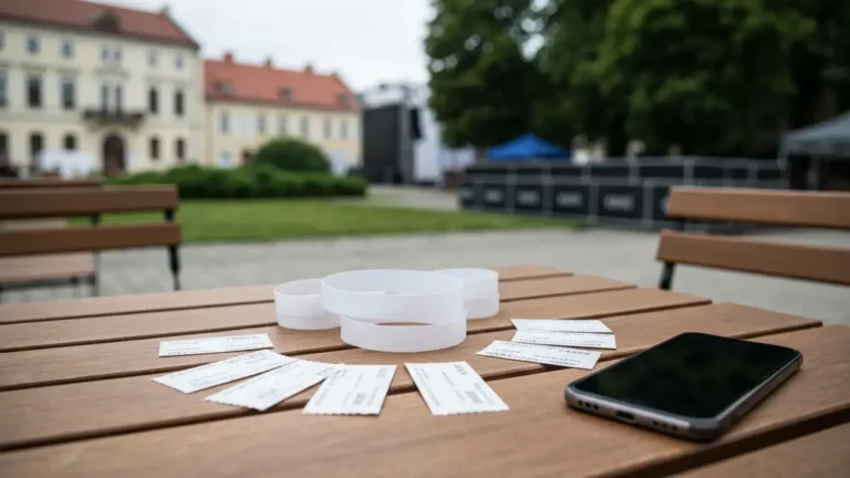 Opaski i bilety festiwalowe na tle letniego Bialegostoku