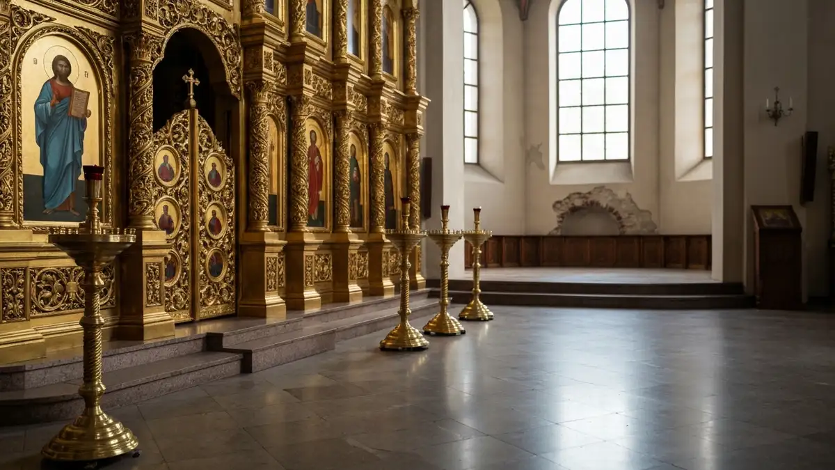 Złocony ikonostas i wnętrze Cerkwi św. Mikołaja w Białymstoku