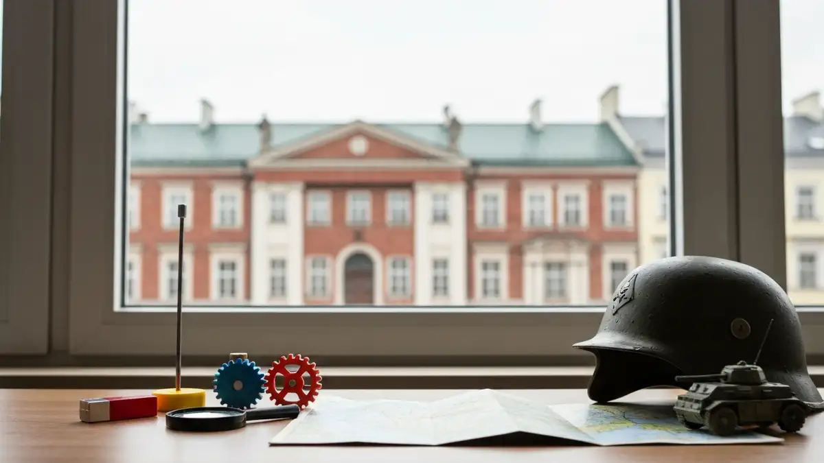 Eksperymenty naukowe i eksponaty wojskowe na tle centrum Białegostoku