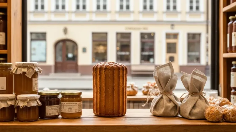 Sekacz i regionalne produkty na ladzie sklepu w centrum Bialegostoku