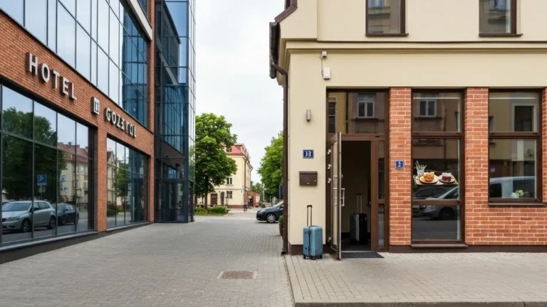 Porownanie hotelu sieciowego i lokalnego przy ulicy w centrum Bialegostoku