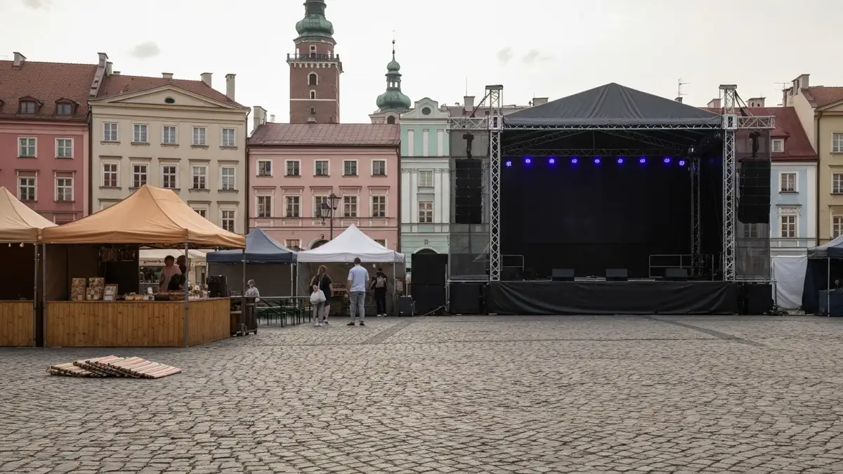 Scena plenerowa i stoiska festynowe na Rynku Kosciuszki w Bialymstoku