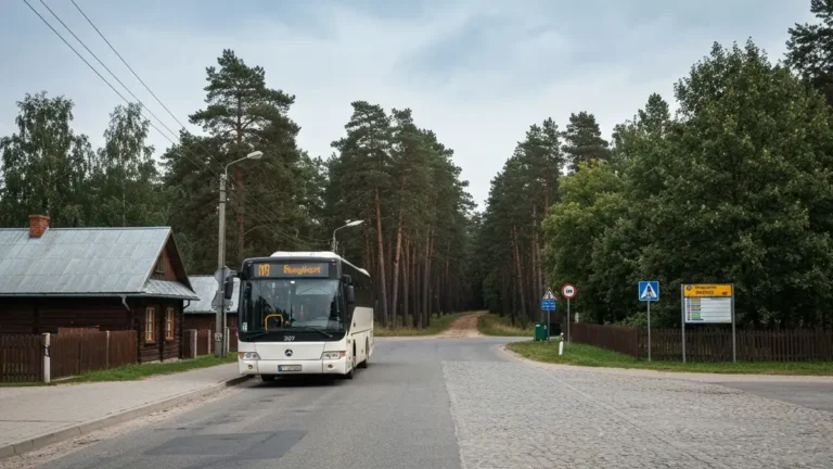 Autobus przy wejściu do Puszczy Knyszyńskiej w okolicach Supraśla