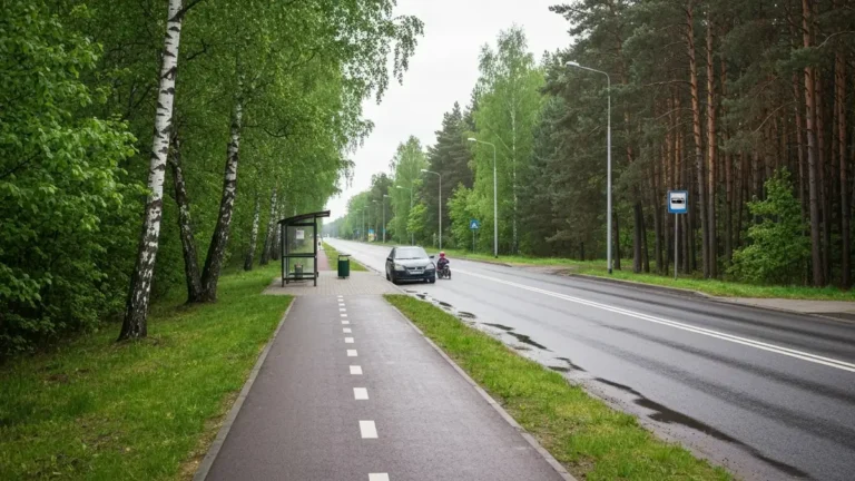 Droga i trasa rowerowa z Bialegostoku do Suprasla przy Puszczy Knyszynskiej
